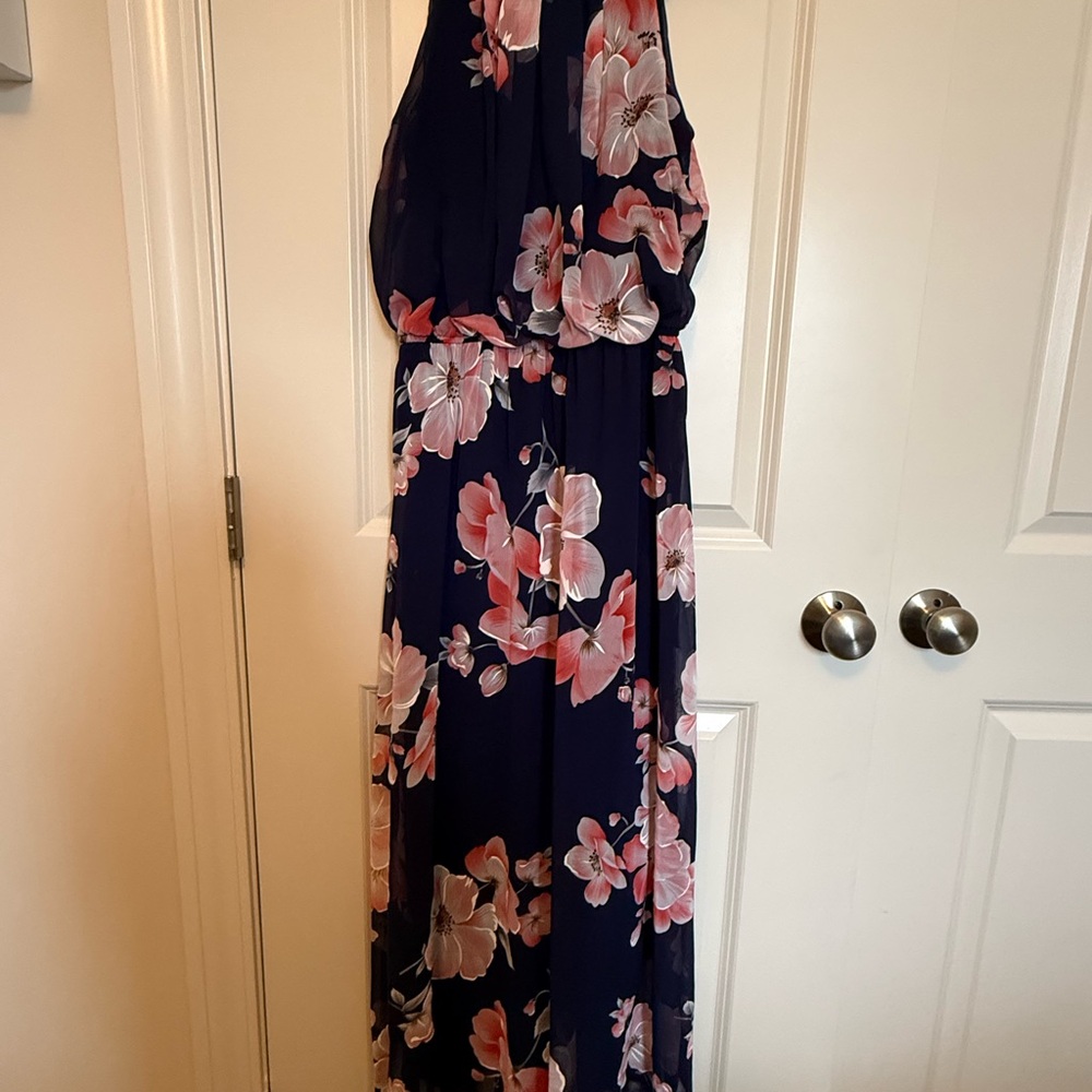 Floral Maxi Dress in Navy and Pink